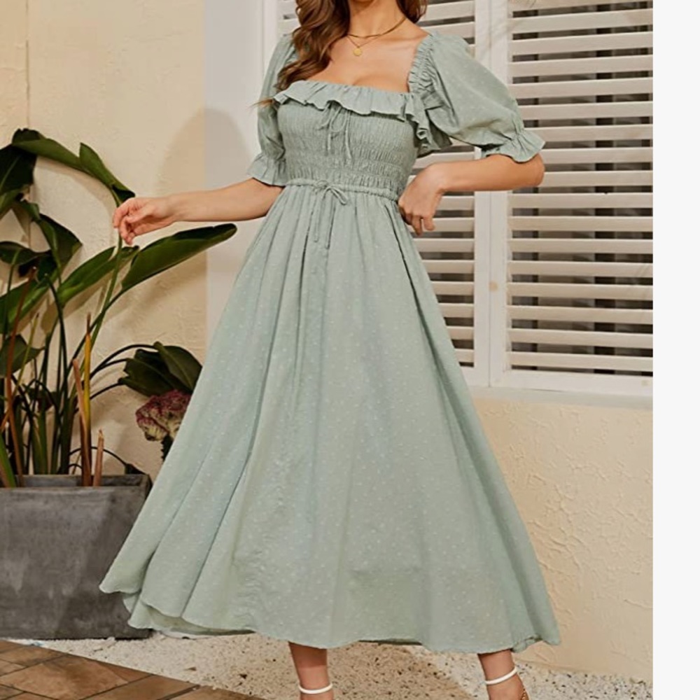 Mint maxi ruffled dress